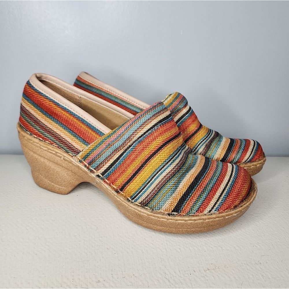 Softspots Womens multicolor Stripe Fabric Casual Clogs size 7M Comfort Slip On